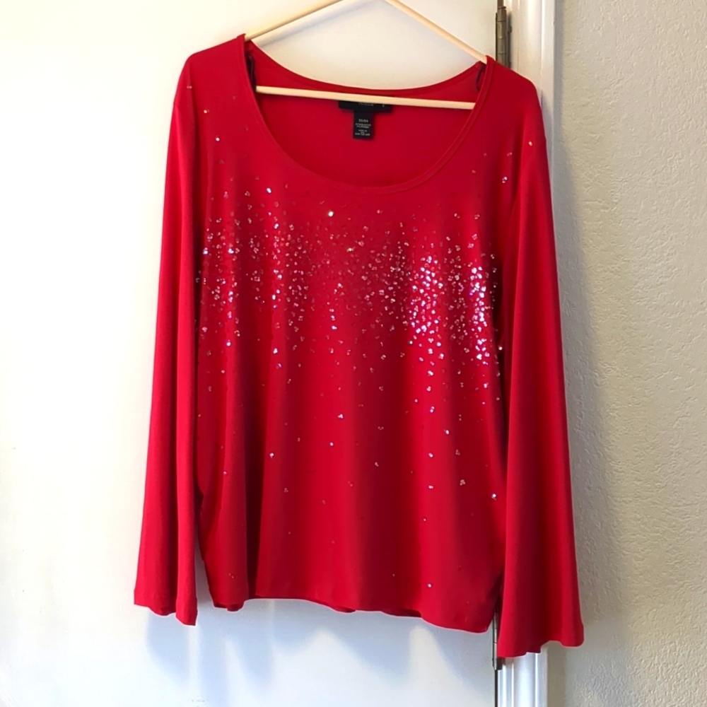 Venezia Lane Bryant Sequin Bell Sleeve Top - 22/24